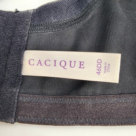 Cacique Black Full Coverage Underwire Smooth Boost Plunge Bra Size 46DD - Picture 2 of 4